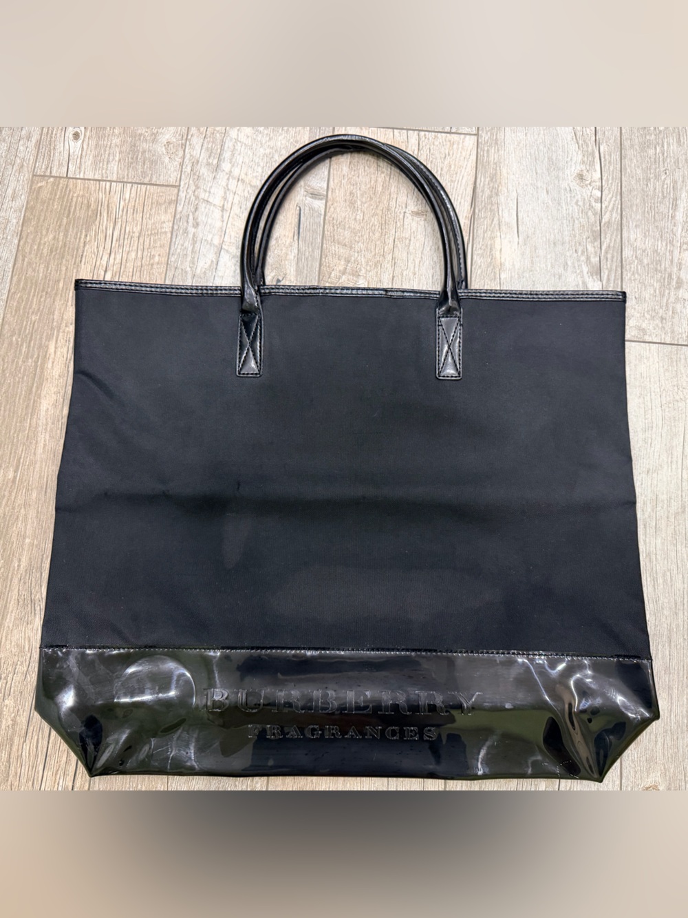 Burberry Black Nylon and Patent Trim Tote